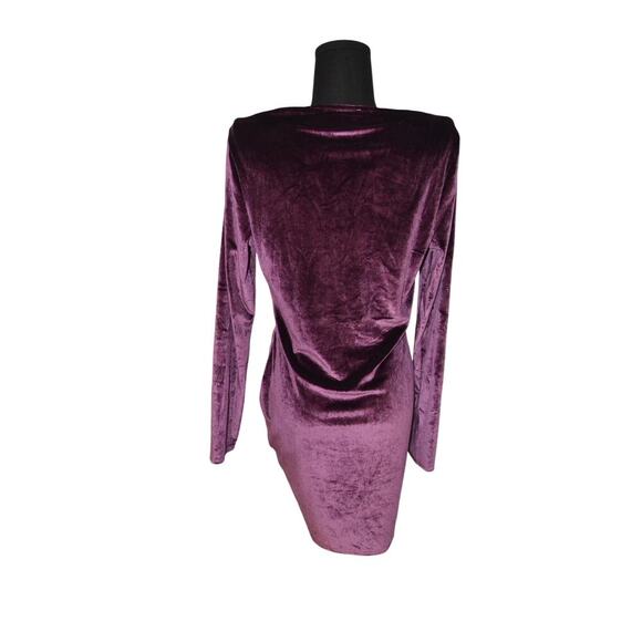 Club L London Long Sleeve Velvet Mini Dress Burgundy Color Size 8 - Picture 4 of 8